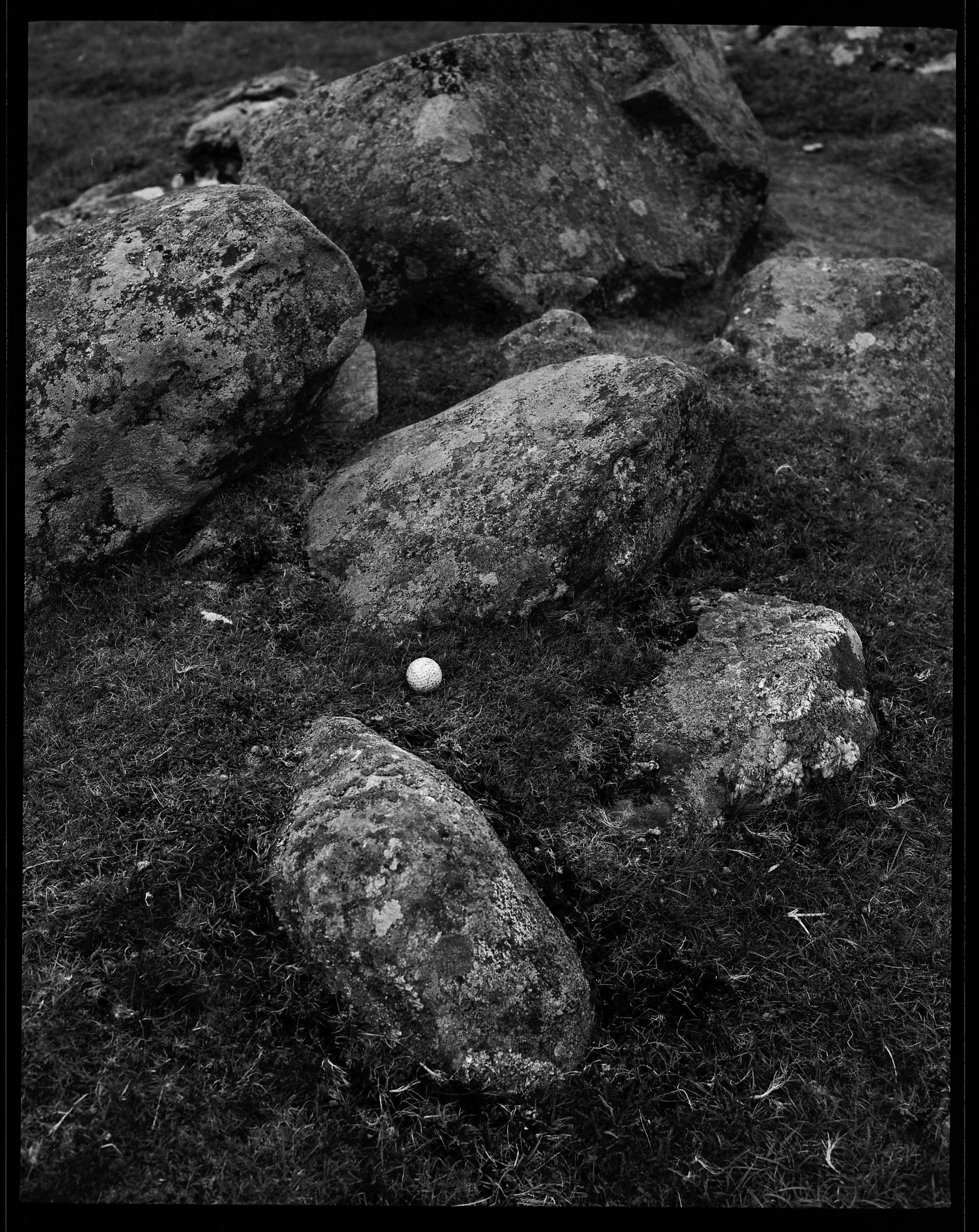 golf ball in rocks