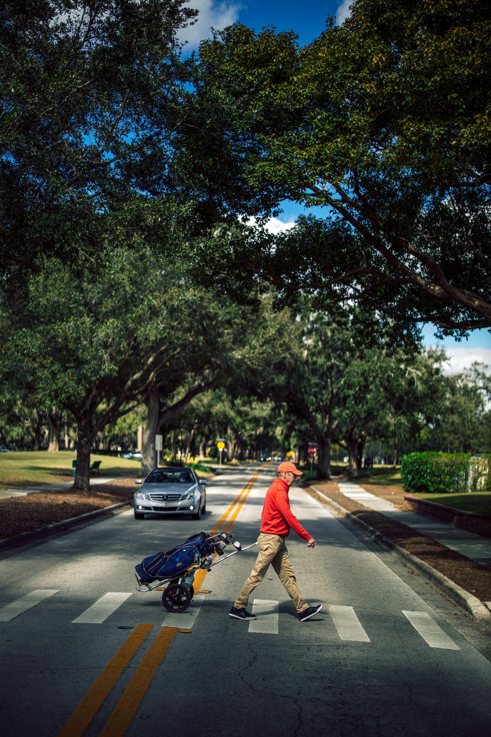 Billy Collins crossing a street, Winter Park 9