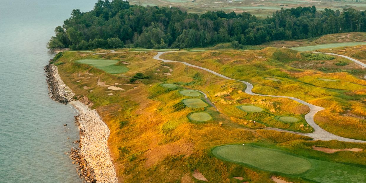 Porte-sac (bag Tag) Ryder Cup – Double Face Argent, Whistling Straits & Blackwolf Run – Neuf