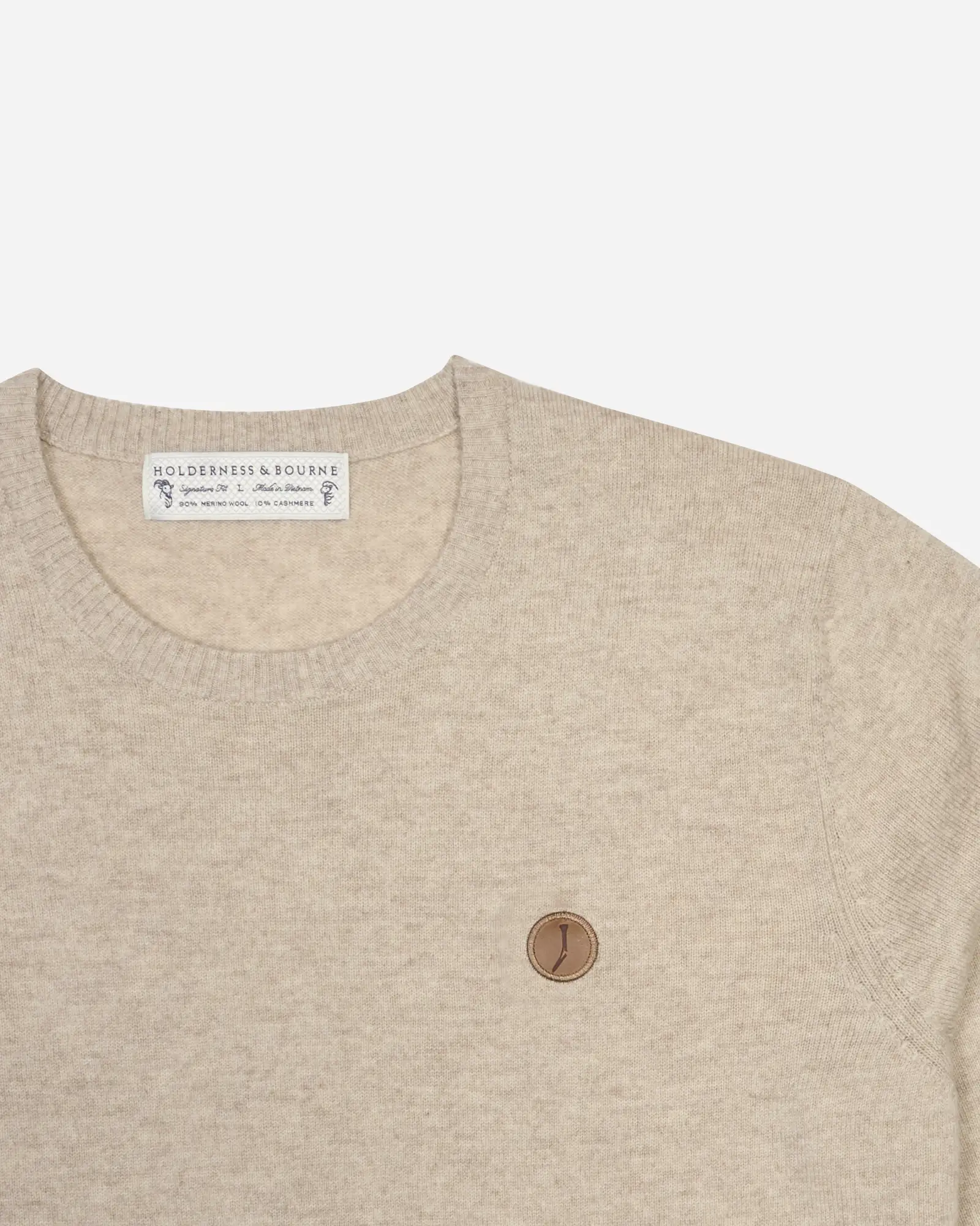 OW-HB-2339-HDUN_ZOOMED_ART BTS x H&B THE SHAW CREW SWEATER Heather Dune